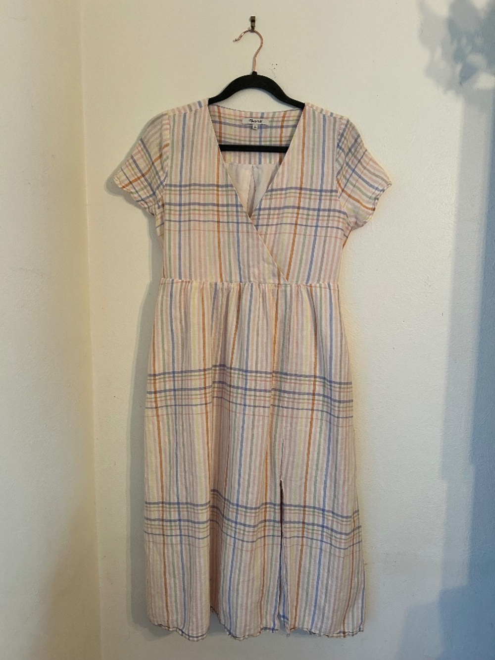 Madewell Linen Blend Plaid Dress Sz S
